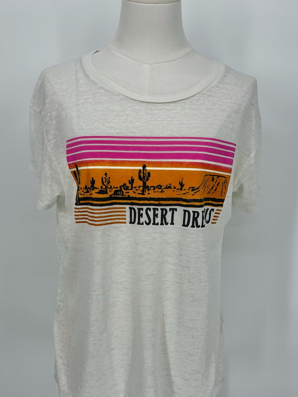 Junk Food Clothing Desert Dream Graphic Tee Medium White Retro Cactus T-Shirt